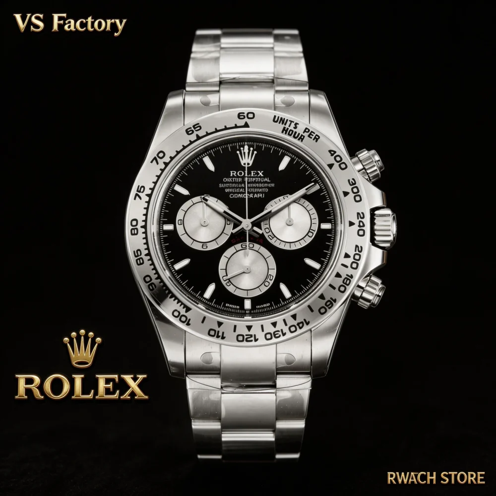 VS Factory Rolex Daytona 126509 Ice Black Dial Platinum Weighted VS4131 Movement